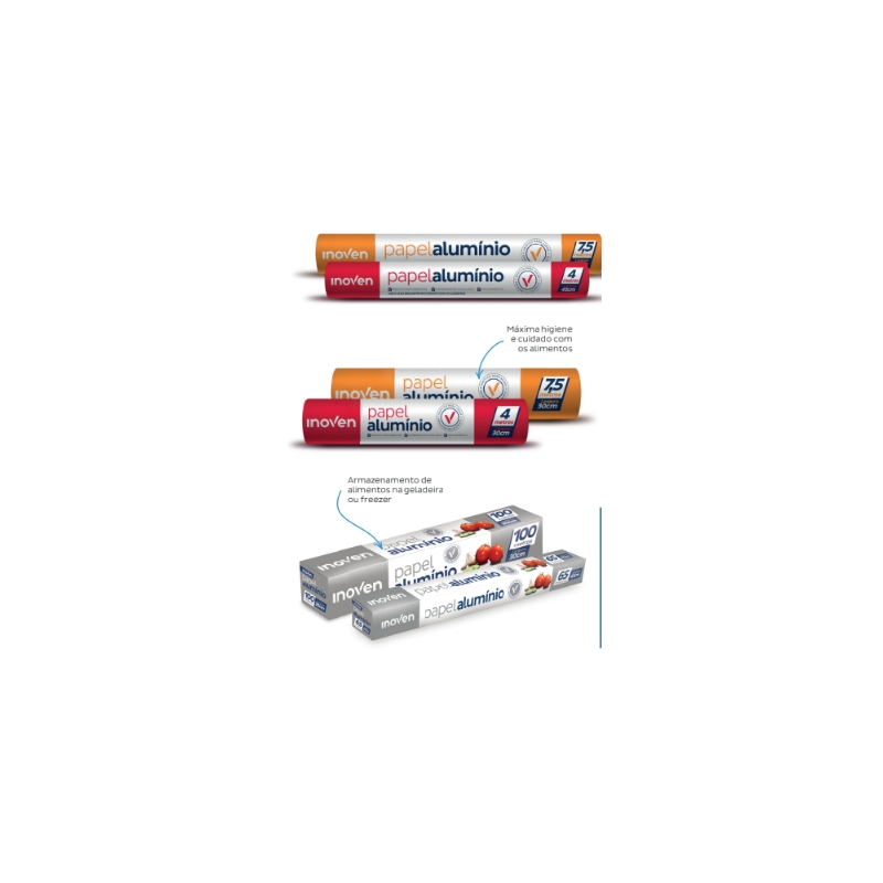 Foto PAPEL ALUMINIO ROLO 30CM X 7,5M INOVEN