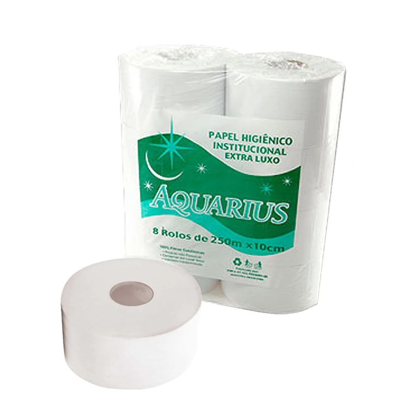 Foto PAPEL HIGIÊNICO EXTRA LUXO CELULOSE AQUARIUS 8X250 -10006/ ISAPEL