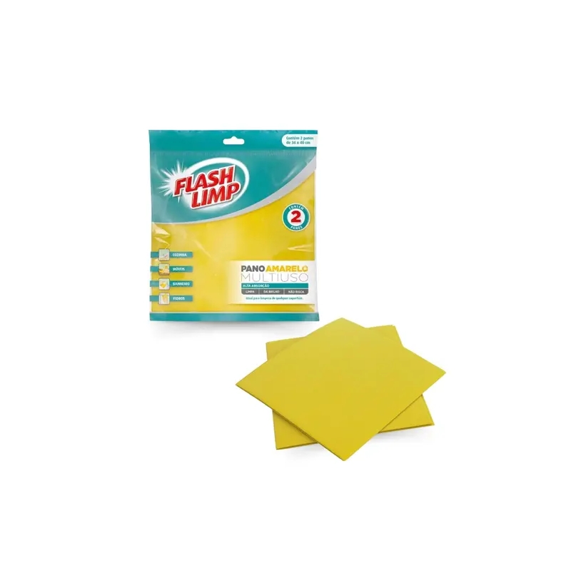 Foto PANO AMARELO MULTIUSO 2 PC FLASH LIMP