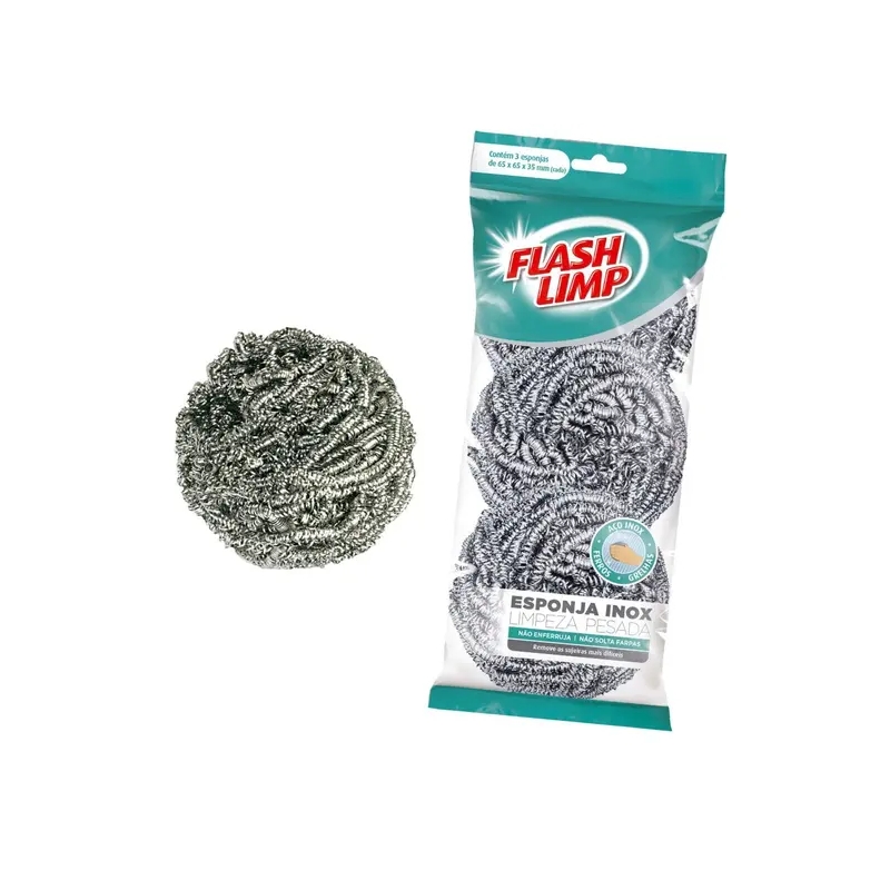 Foto ESPONJA INOX LIMPEZA PESADA 3 PC FLASH LIMP