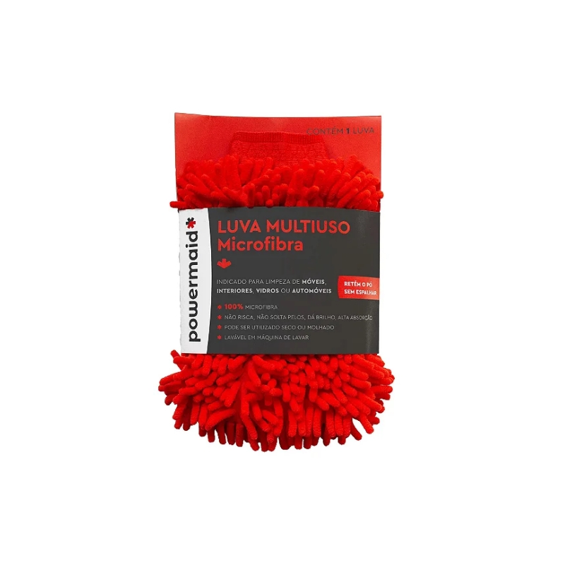 Foto LUVA MICROFIBRA CHENILE TAM UNICO VERMELHO POWERMAID