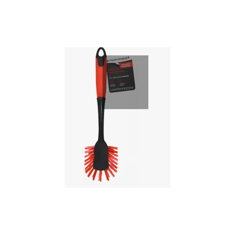 Foto ESCOVA FÁCIL ALCANCE TAM UNICO VERMELHO/CINZA POWERMAID