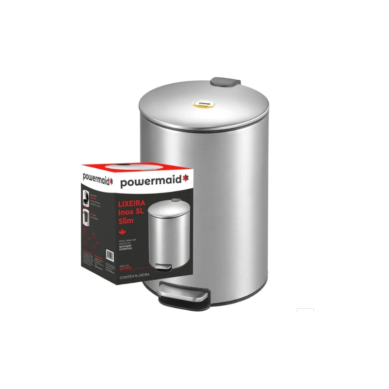 Foto LIXEIRA REDONDA 5L AÇO INOX POWERMAID