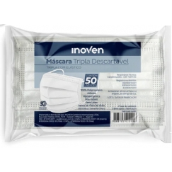 Foto MASCARA TRIPLA TNT ELÁSTICO BRANCA PCT 50UN INOVEN