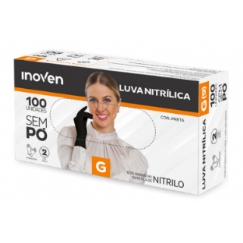 Foto LUVA NITRÍLICA PRETA G(9) 100UN INOVEN